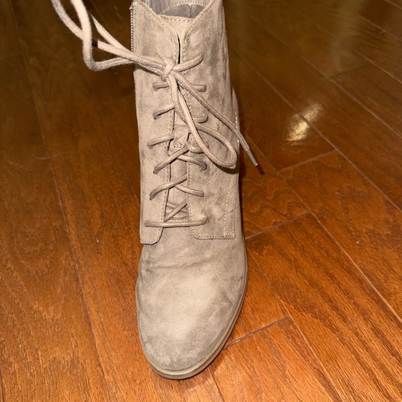 Taupe Lace-Up Suede Boots - Picture 3 of 5